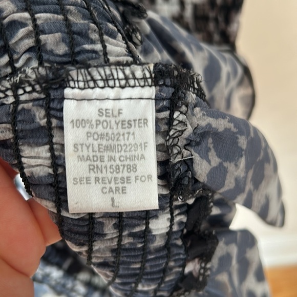 MABLE VIDA STRAP SMOCKED MAXI DRESS LEOPARD ruched ruffled - Picture 8 of 11